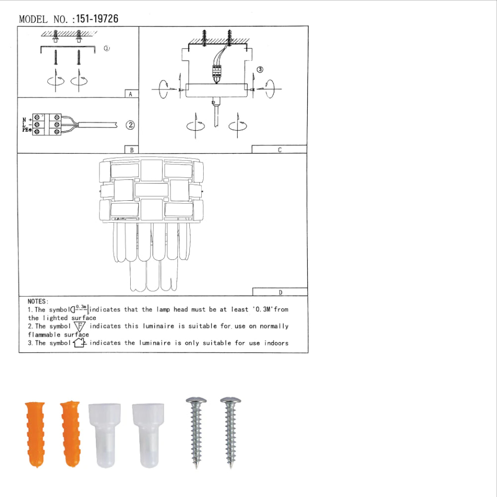 User manual for Basketweave Crystal Chandelier Wall Light | TEKLED 151-19726