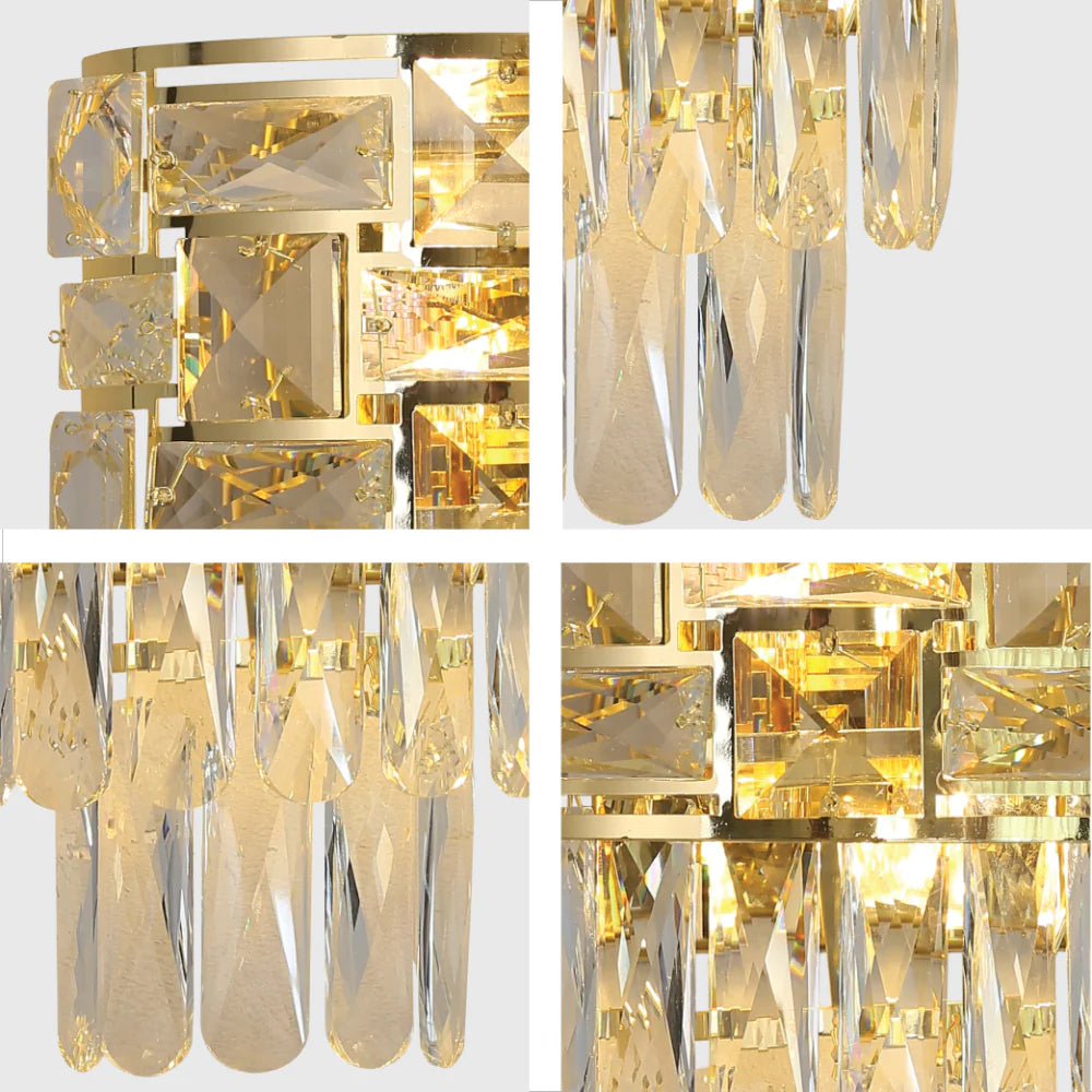 Size and tech specs of Basketweave Crystal Chandelier Wall Light | TEKLED 151-19726