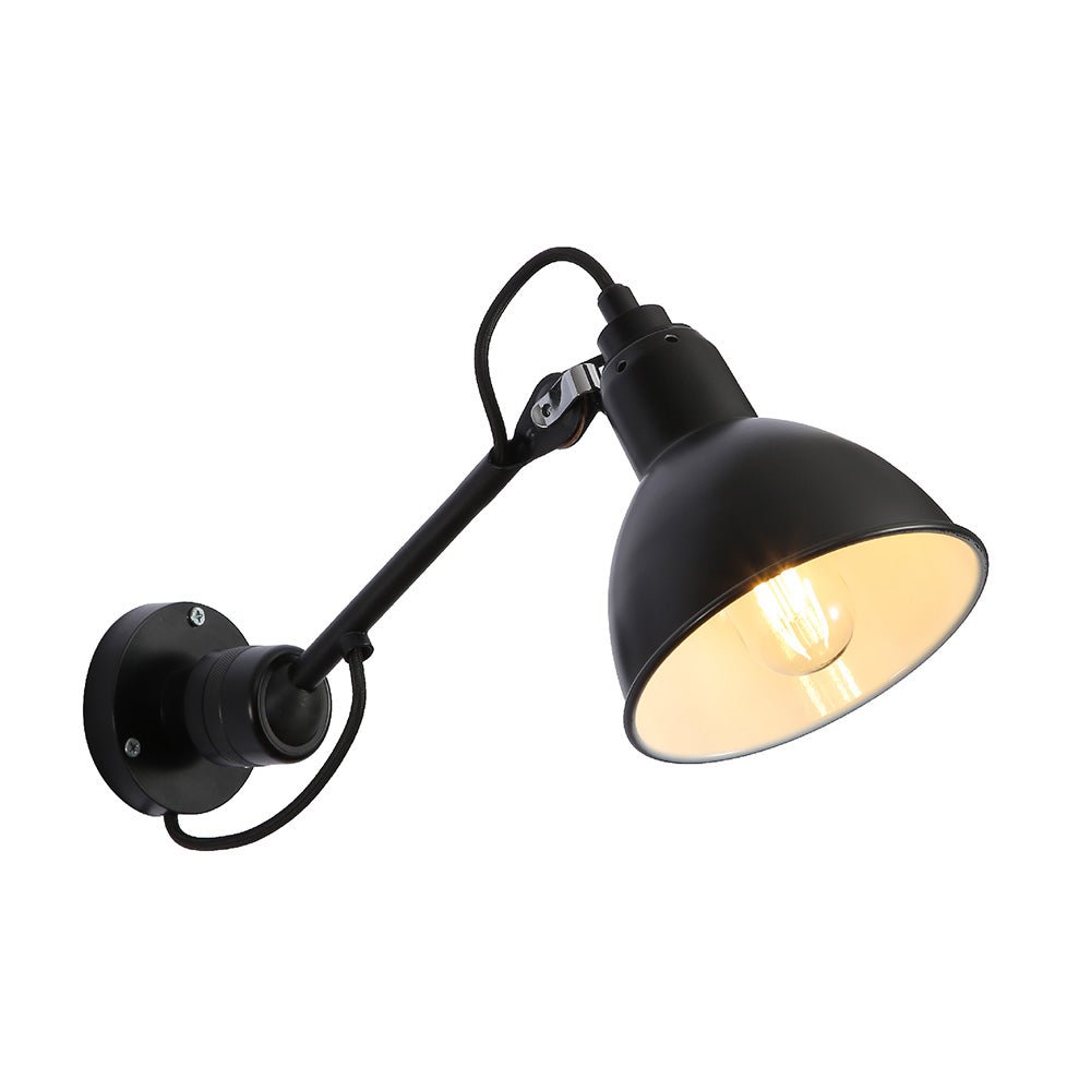 Main image of Black Hinged Metal Dome Wall Light with E27 Fitting