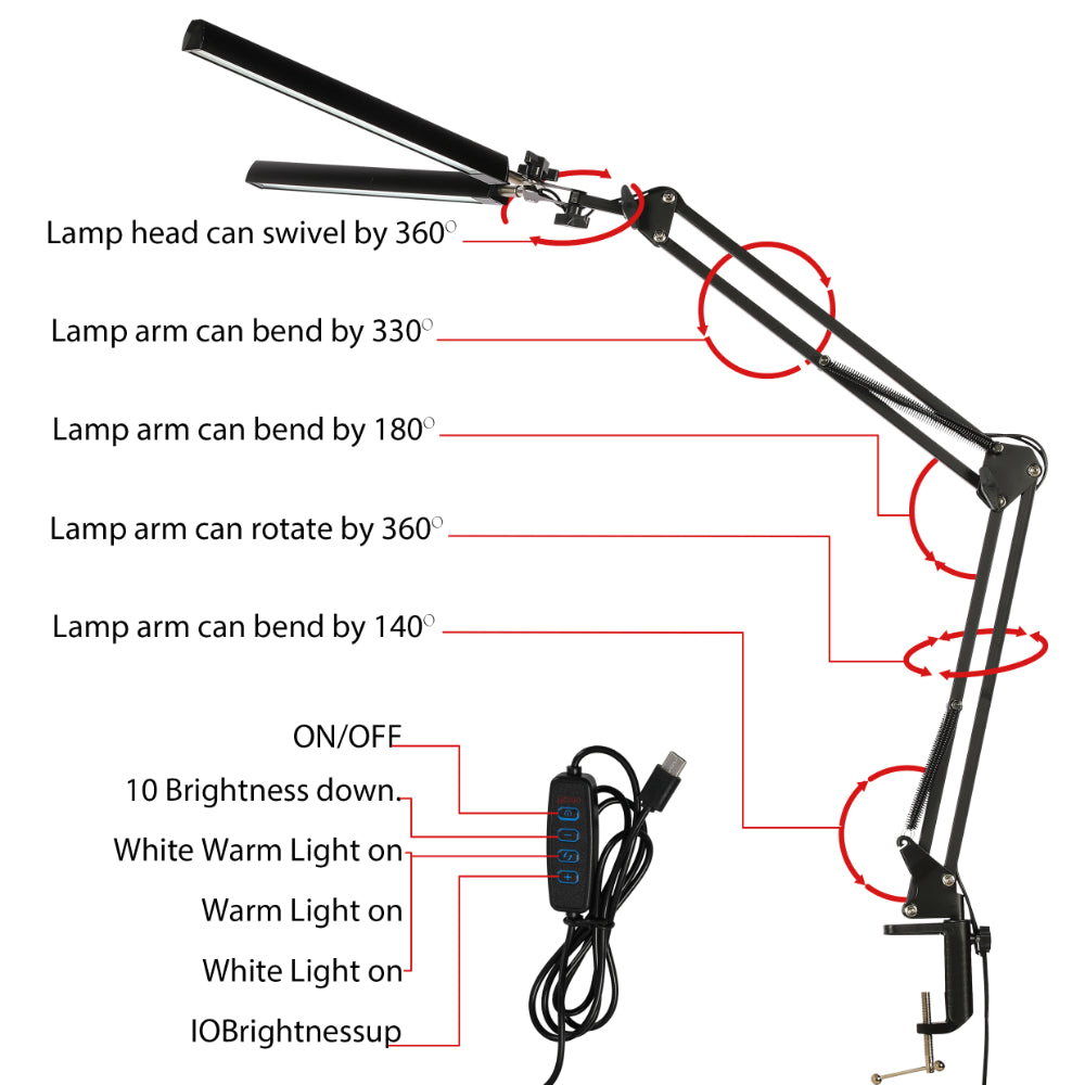 Details of Black LED Long Arm Dimming Desk Light 10W 3000-6000K TEKLED | TEKLED 130-03767