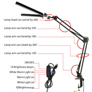 Details of Black LED Long Arm Dimming Desk Light 10W 3000-6000K TEKLED | TEKLED 130-03767