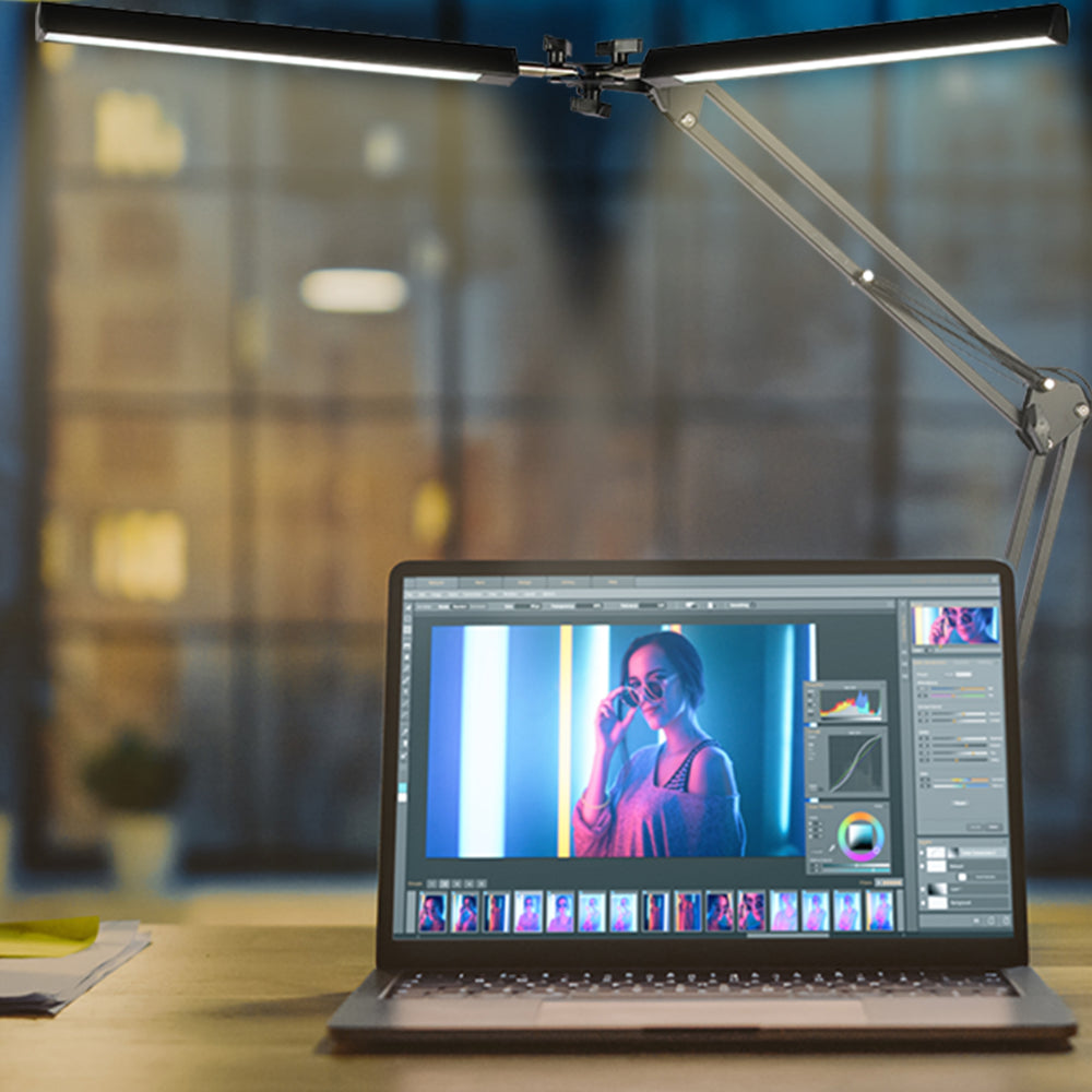 Adjustable TEKLED LED Desk Light for Computers-Single & Double Screen ...