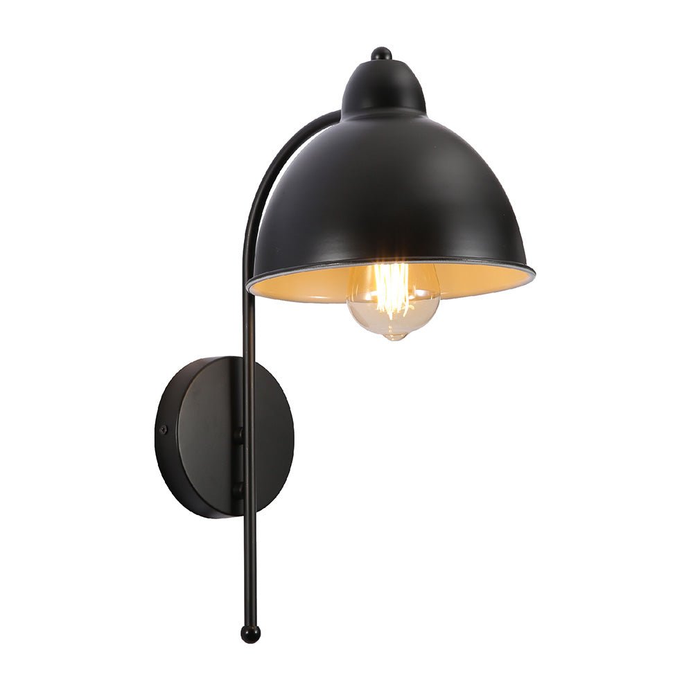 Main image of Black Metal Dome Wall Light with E27 Fitting