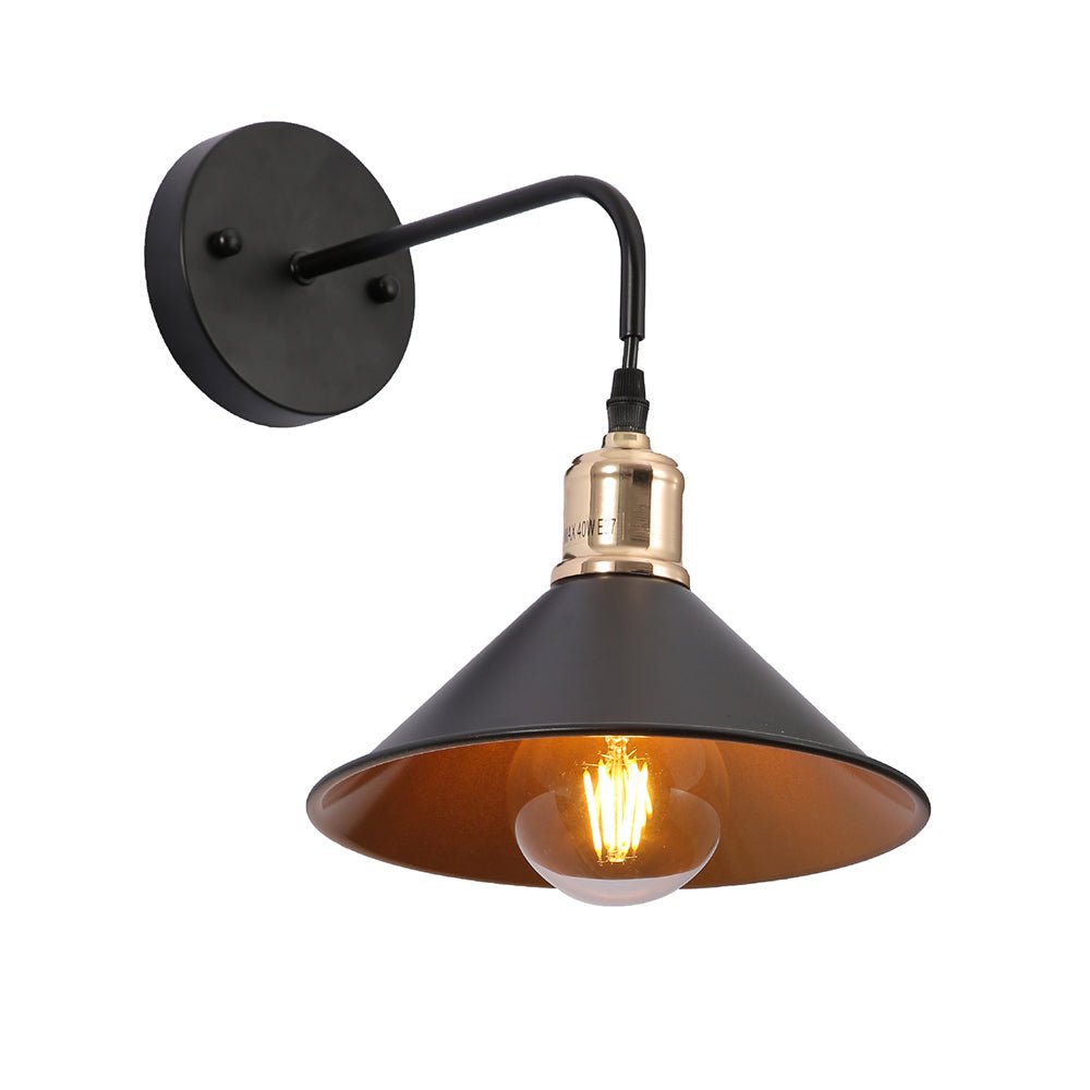 Main image of Black Metal Funnel Suspended Wall Light with E27 Fitting