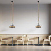 Black Metal Hemp Rope Cage Pendant Ceiling Light E27 159-18124 in play