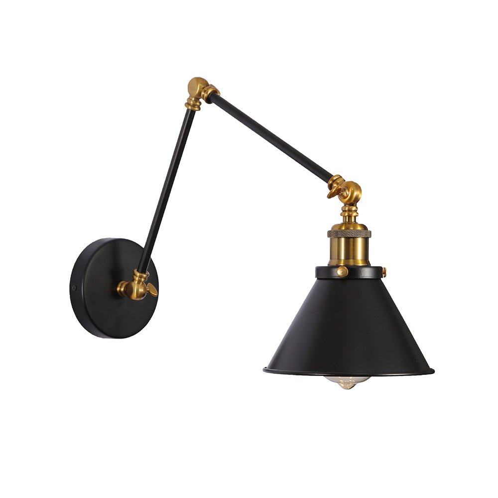 Main image of Black Metal Hinged Funnel Wall Light with E27 Fitting