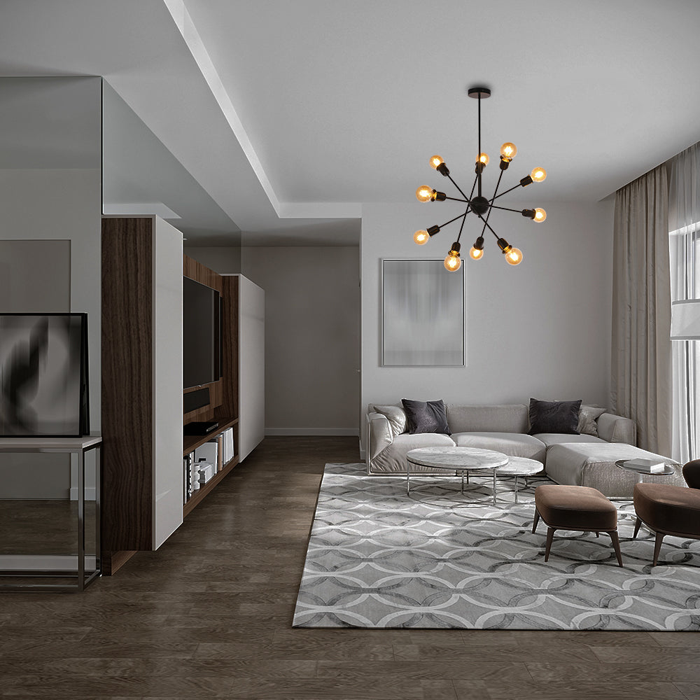 Interior use of Black Rod Ceiling Light with Adjustable Geometry | TEKLED 159-179730