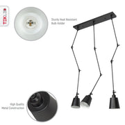 Close up shots of Black Metal Hinged Cone Ceiling Light with 3xE27 Fitting | TEKLED 159-17040