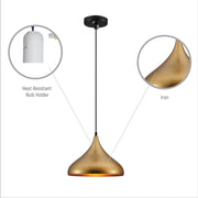 Close up shots of Gold Dome Metal Pendant Light E27 | TEKLED 159-17748