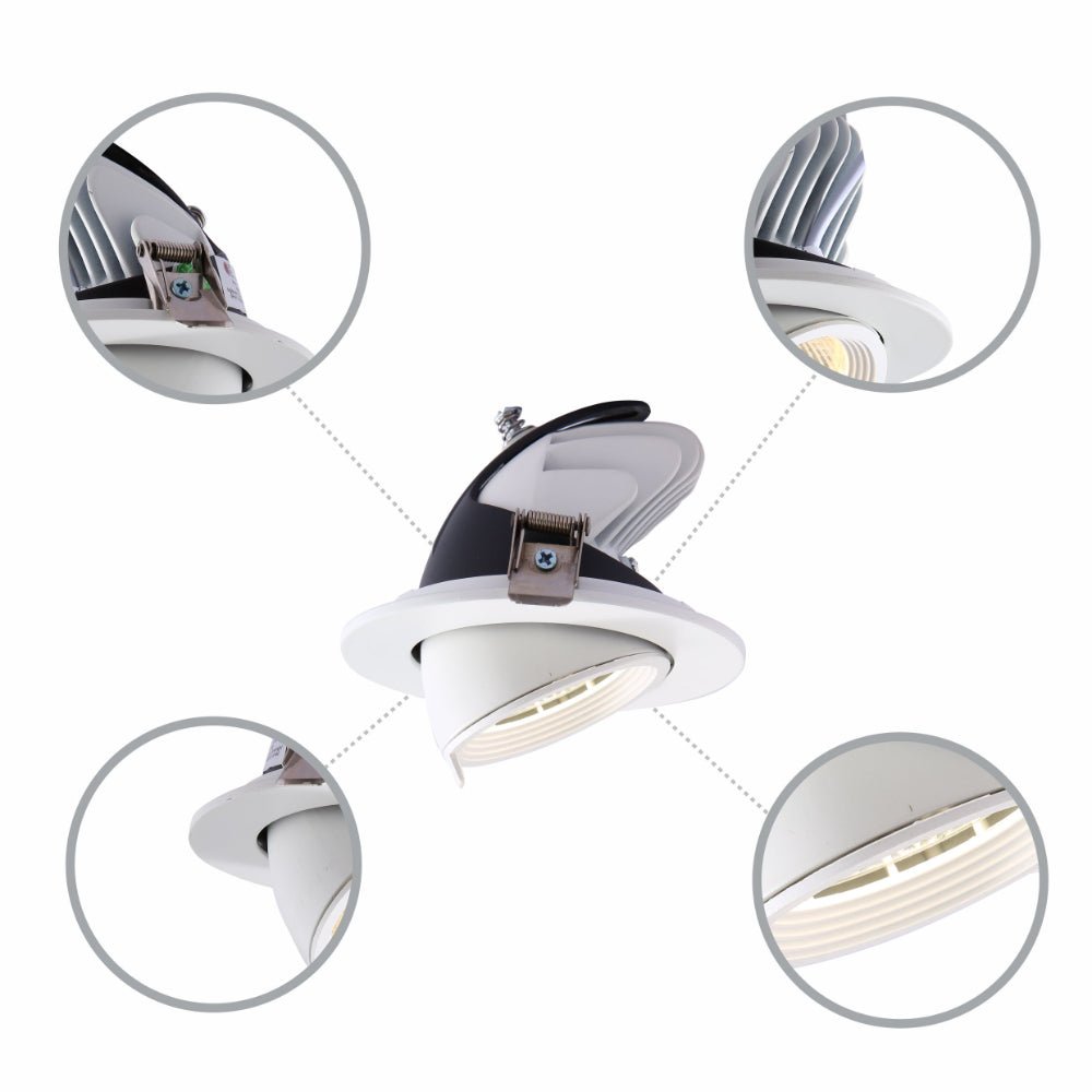 Close up shots of LED Accent Performance Swivel and Scoop Downlight 10W 20W 30W Warm White Cool White Cool Daylight CRI90 White | TEKLED 165-03807