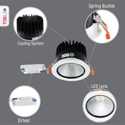Close up shots of LED COB Recessed Downlight P1 30W Cool White 4000K White | TEKLED 165-03407
