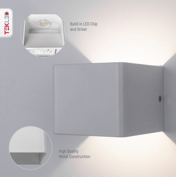 Close up shots of LED Cuboid Wall Light 5W Cool White 4000K White | TEKLED 151-19620