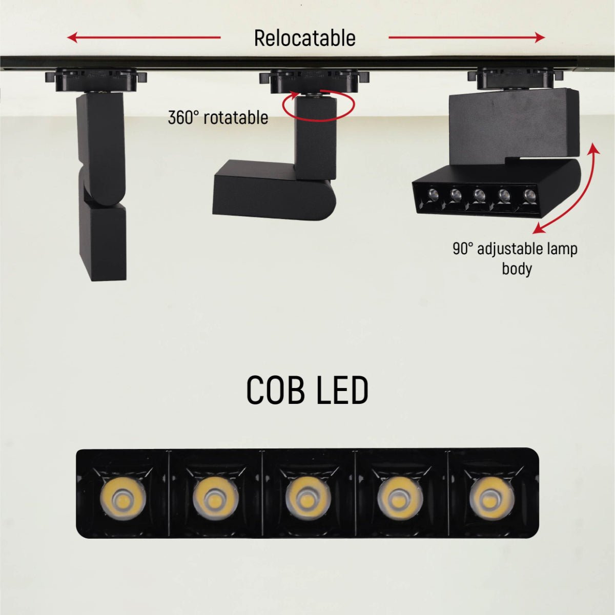 Close up shots of LED Mirage Blade Tracklight 10W Cool White 4000K White IP20 | TEKLED 174-03828