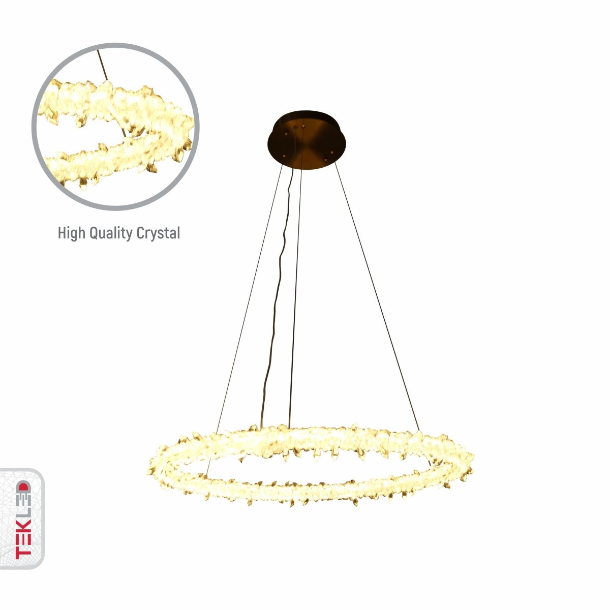 Close up shots of Modern Quartz Round Chandelier with Built-in LED 150W | TEKLED 159-17532