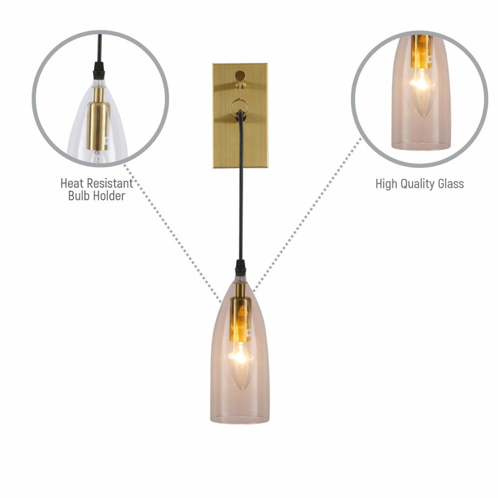 Close up shots of Snowdrop Clear Glass Gold Metal Pendant Wall Light with E14 Fitting | TEKLED 151-19734