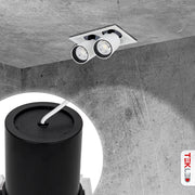 Close up shots of Telescopic Swivel Adjustable In-Out LED Downlight 2X10W Cool White 4000K White | TEKLED 165-03942