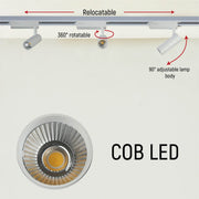 Close up shots of Tracklight 3-wire Single Line 10W Cool White 4000K White Body | TEKLED 174-03990