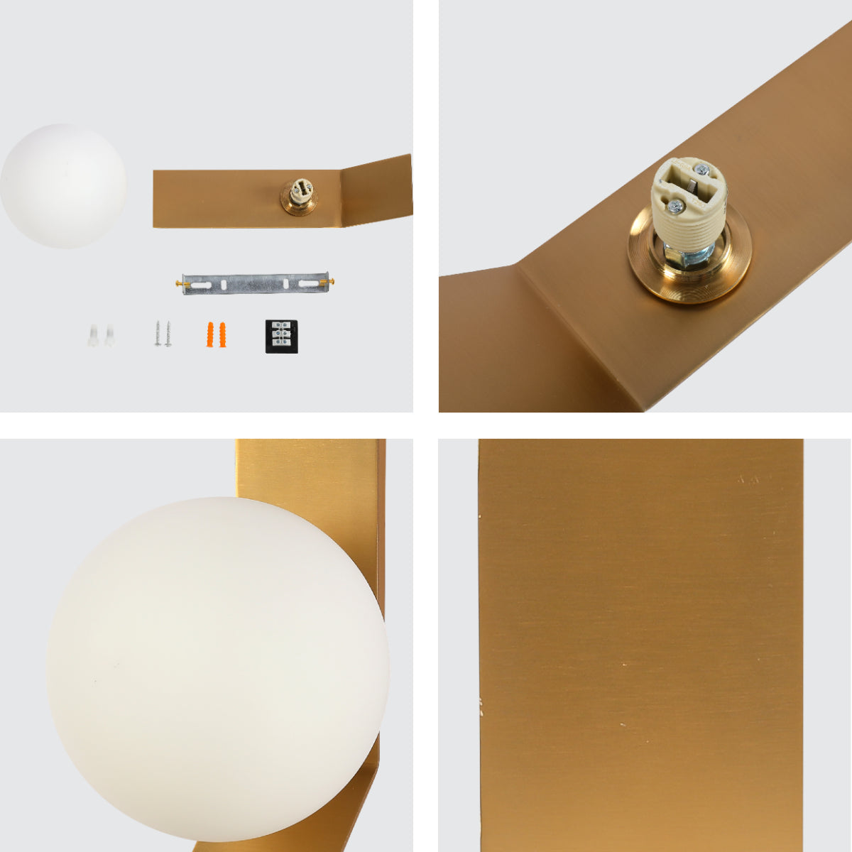 Close shots of Contemporary Adjustable Globe Wall Sconce Light 151-19966