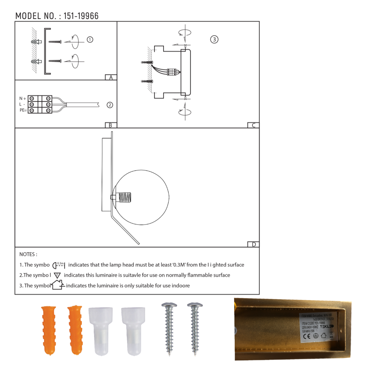 Technical specs of Contemporary Adjustable Globe Wall Sconce Light 151-19966