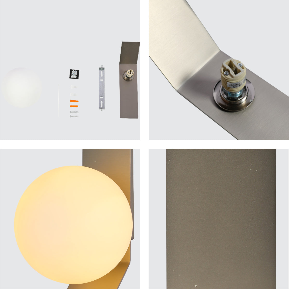 Close shots of Contemporary Adjustable Globe Wall Sconce Light 151-19968