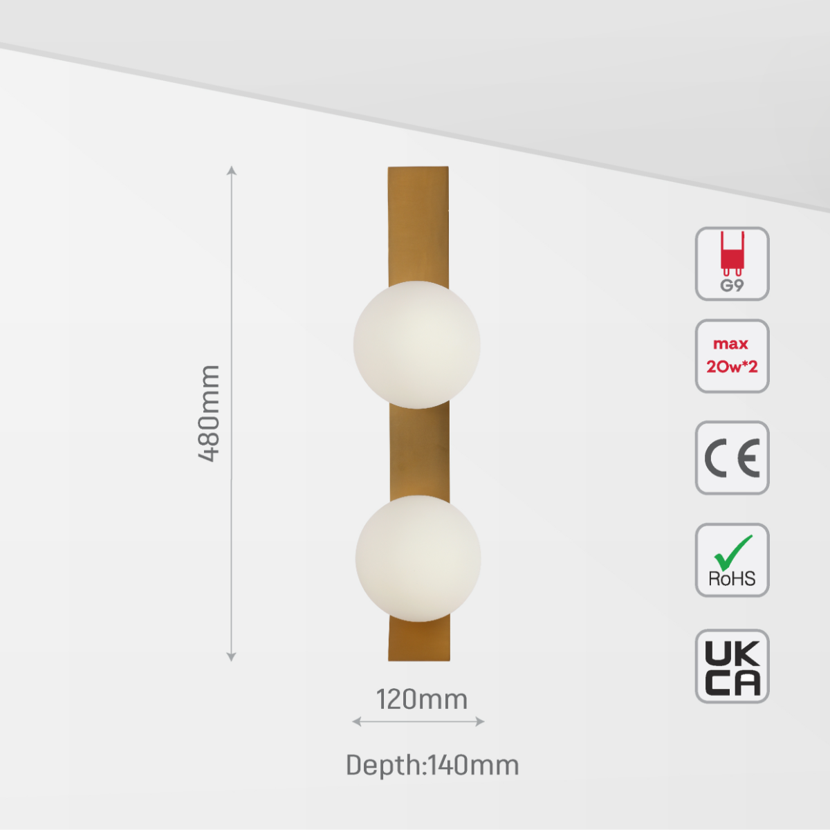 Size and certifications of Contemporary Adjustable Globe Wall Sconce Light 151-19972