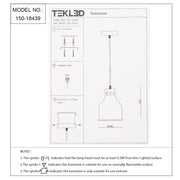 Technical specs of Contemporary Dome-Topped Cylinder Pendant Light 150-18439