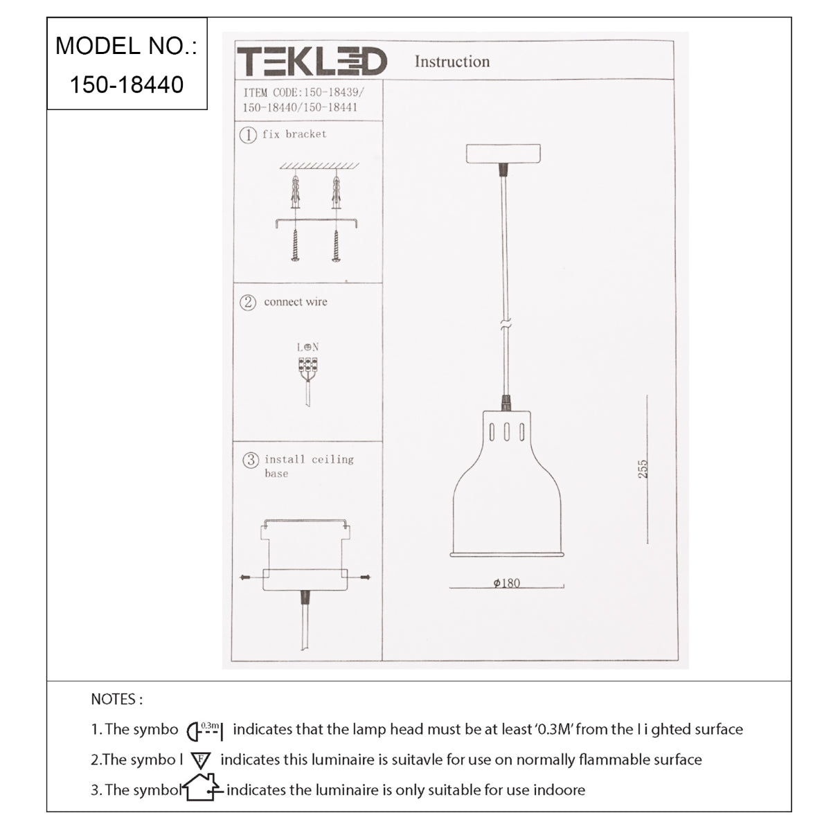 Technical specs of Contemporary Dome-Topped Cylinder Pendant Light 150-18440