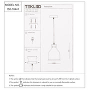 Technical specs of Contemporary Dome-Topped Cylinder Pendant Light 150-18441