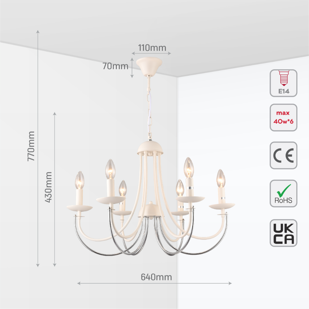 Size and tech specs of Contour Cascade Dual Tone U-Shape Chandelier Ceiling Light | TEKLED 159-17974
