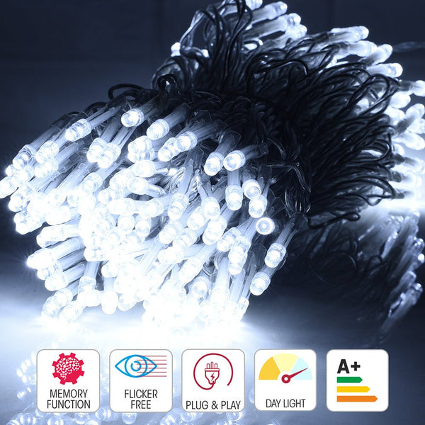 Product close up of Crater LED String Light 200 LEDs 25m with Power Adaptor Cool White LED String Light