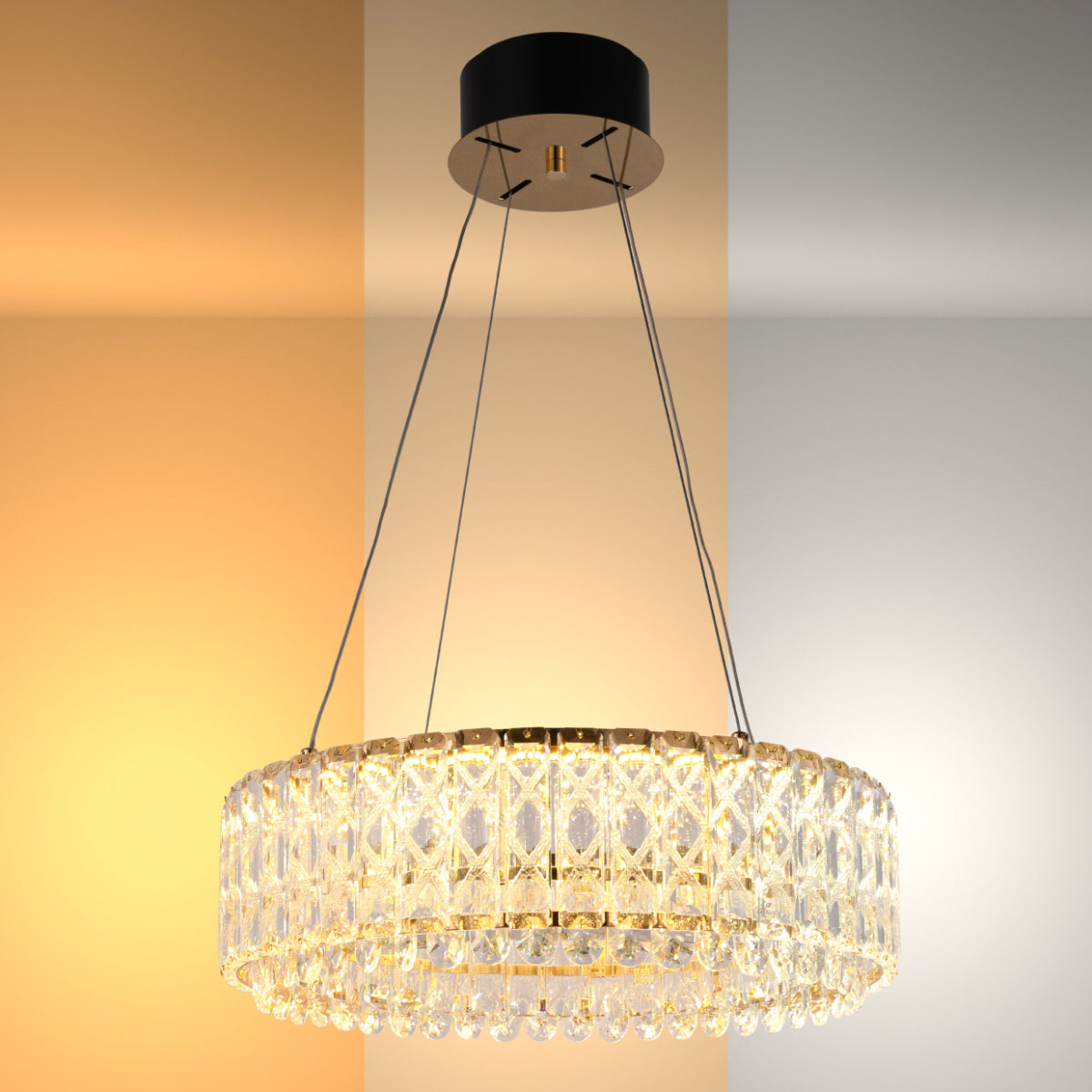 Main image of Crystal Gold Pendant Chandelier Light with Remote Control 159-18215