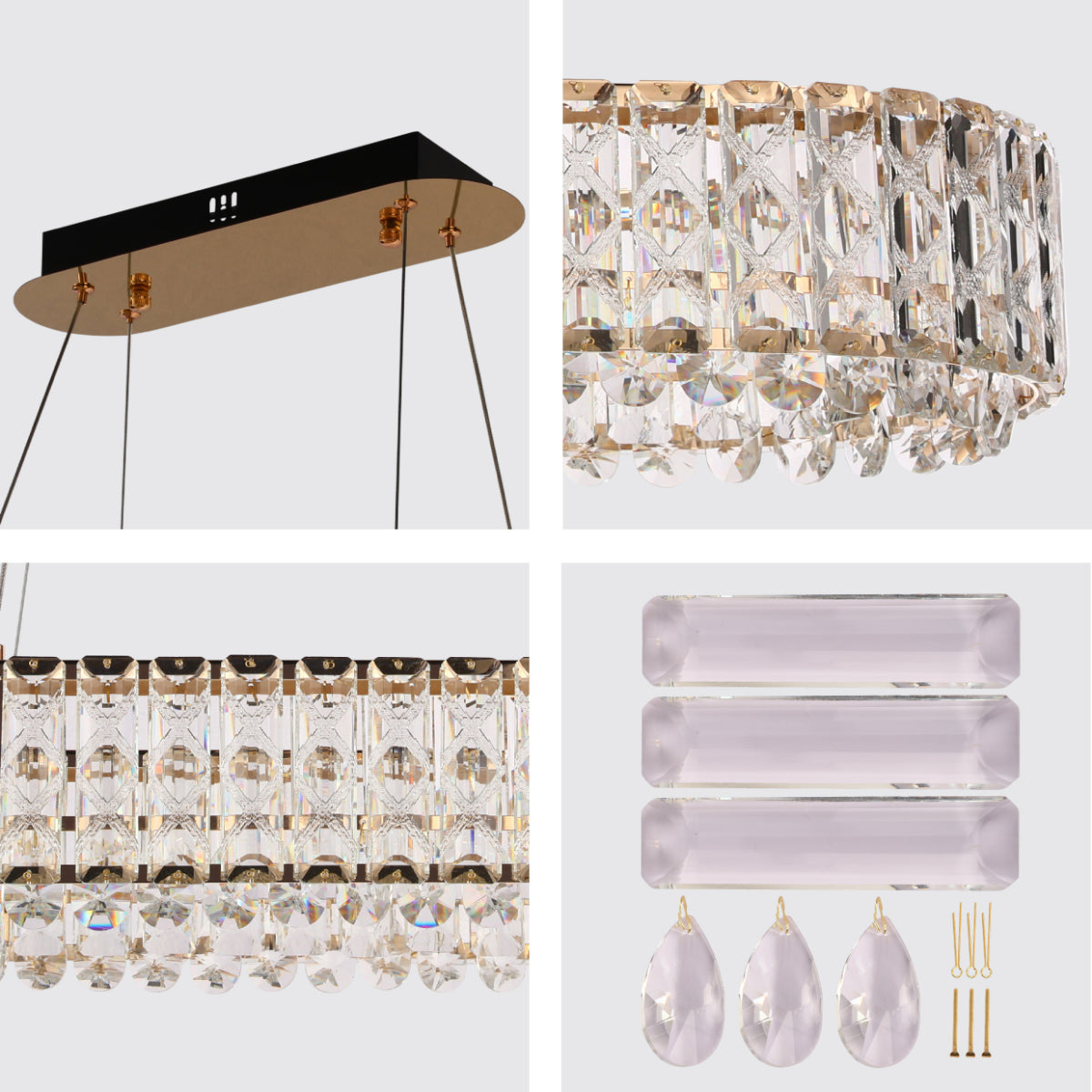 Close shots of Crystal Gold Pendant Chandelier Light with Remote Control 159-18217