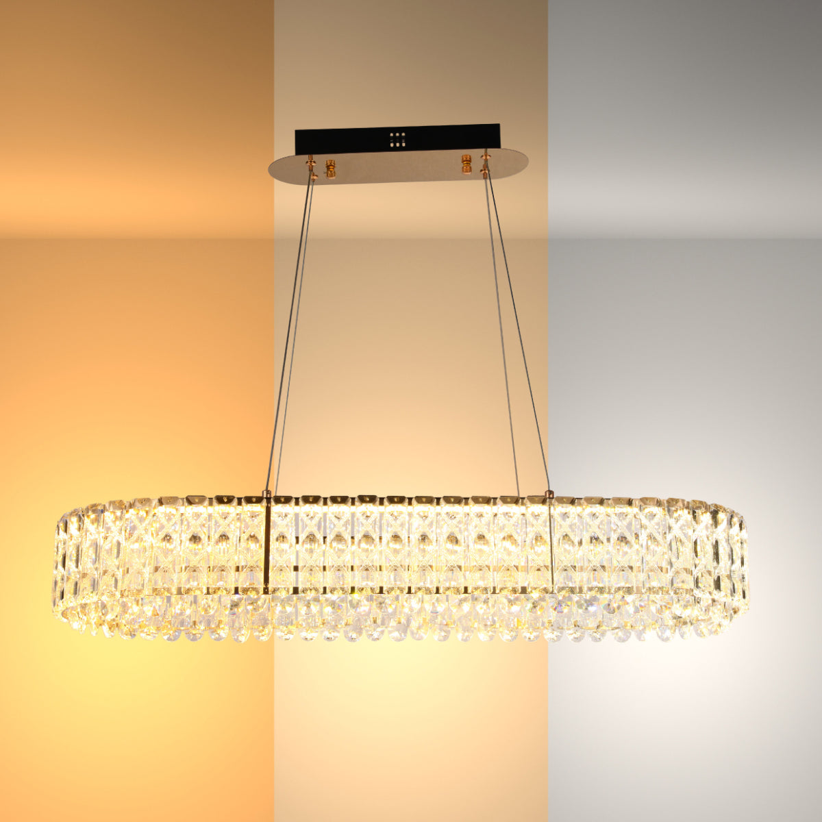Main image of Crystal Gold Pendant Chandelier Light with Remote Control 159-18217