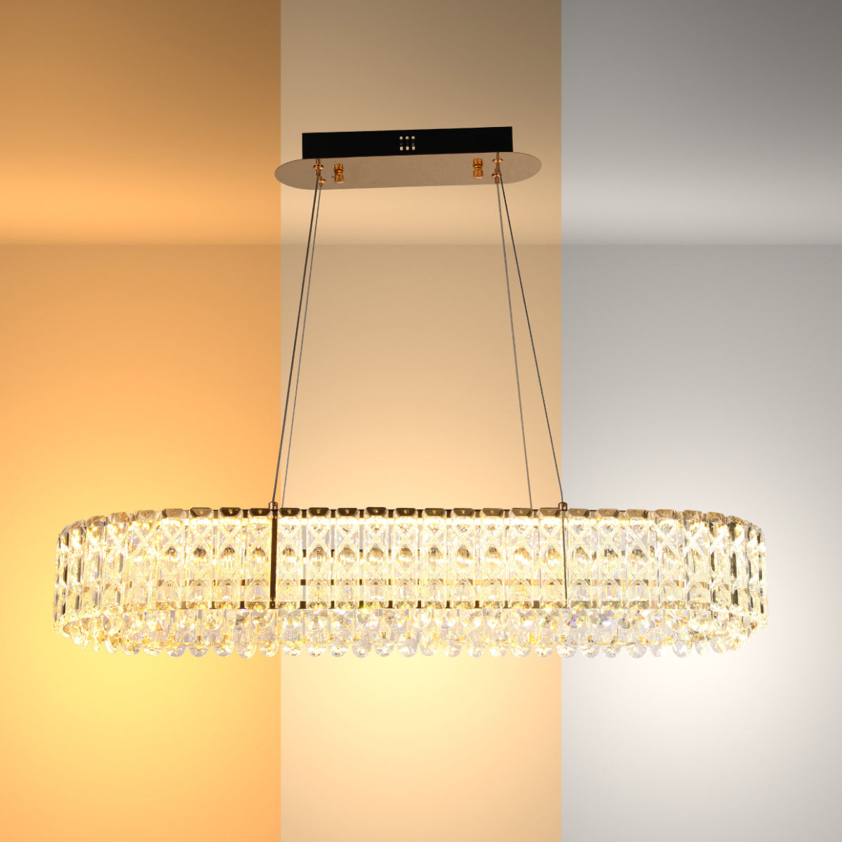 Main image of Crystal Gold Pendant Chandelier Light with Remote Control 159-18217