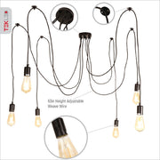 Features of black cord spider chandelier with 6xe27 fitting
