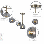 Features of clear glass dome antique brass semi flush ceiling light 4xe27