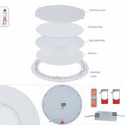 Features of downlight led round slim panel light 24w 5700k cool daylight d300mm