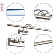 Detailed images of LED Mirror and Painting Light 8W Warm White 3000K Chrome 64cm
