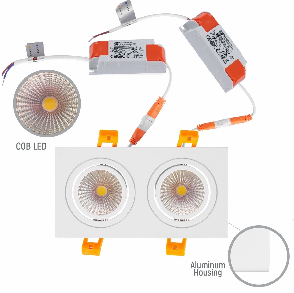 Detailed images of LED Recessed Downlight 2X5W Warm White 3000K White IP20