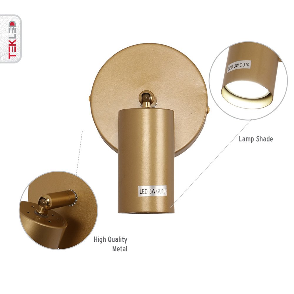 Features of Gold Metal Spot Wall Light with GU10 Fitting