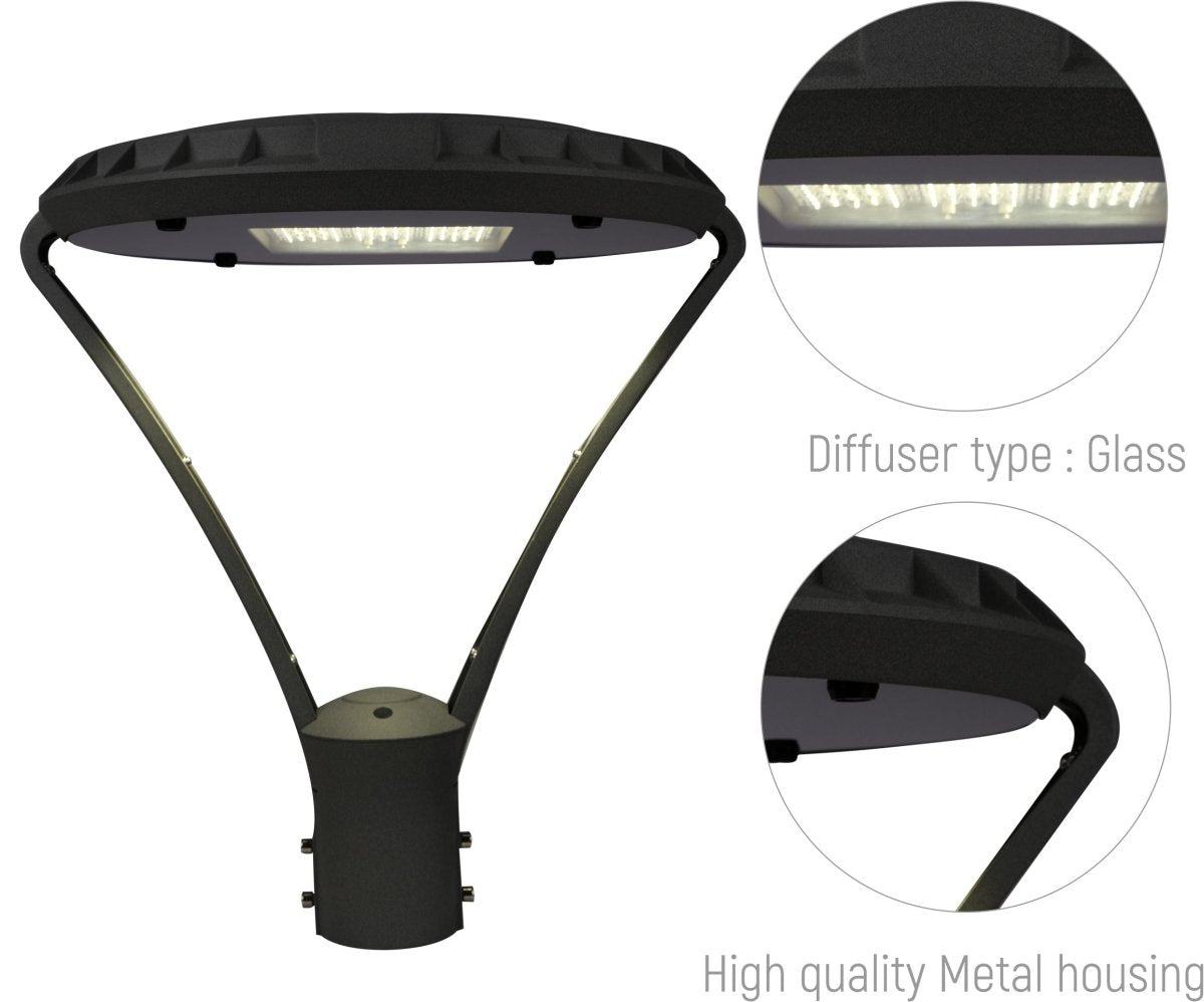 Features of led ataman lamp post top light 50w 4000k cool white ip65 grey