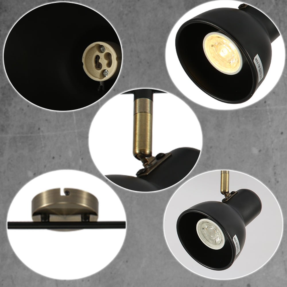 Detailed shots of 2 Way Hektor Rod Spotlight with GU10 Fitting Antique Brass Black | TEKLED 172-03128