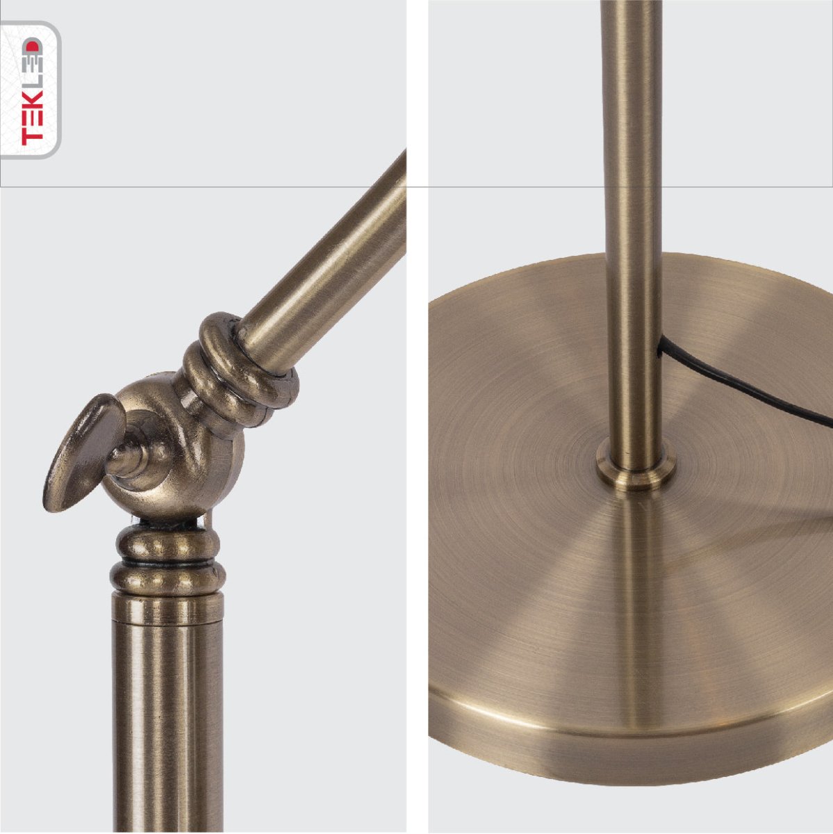 Detailed shots of Antique Brass Metal Dome Shade Floor Lamp with E27 Fitting | TEKLED 151-19562