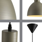 Detailed shots of Antique Grey Brass Dome Metal Pendant Ceiling Light with E27 Fitting D220 | TEKLED 150-18191