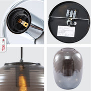 Detailed shots of Bee Hive Smoky Glass Pendant Light with E27 Fitting | TEKLED 159-17346