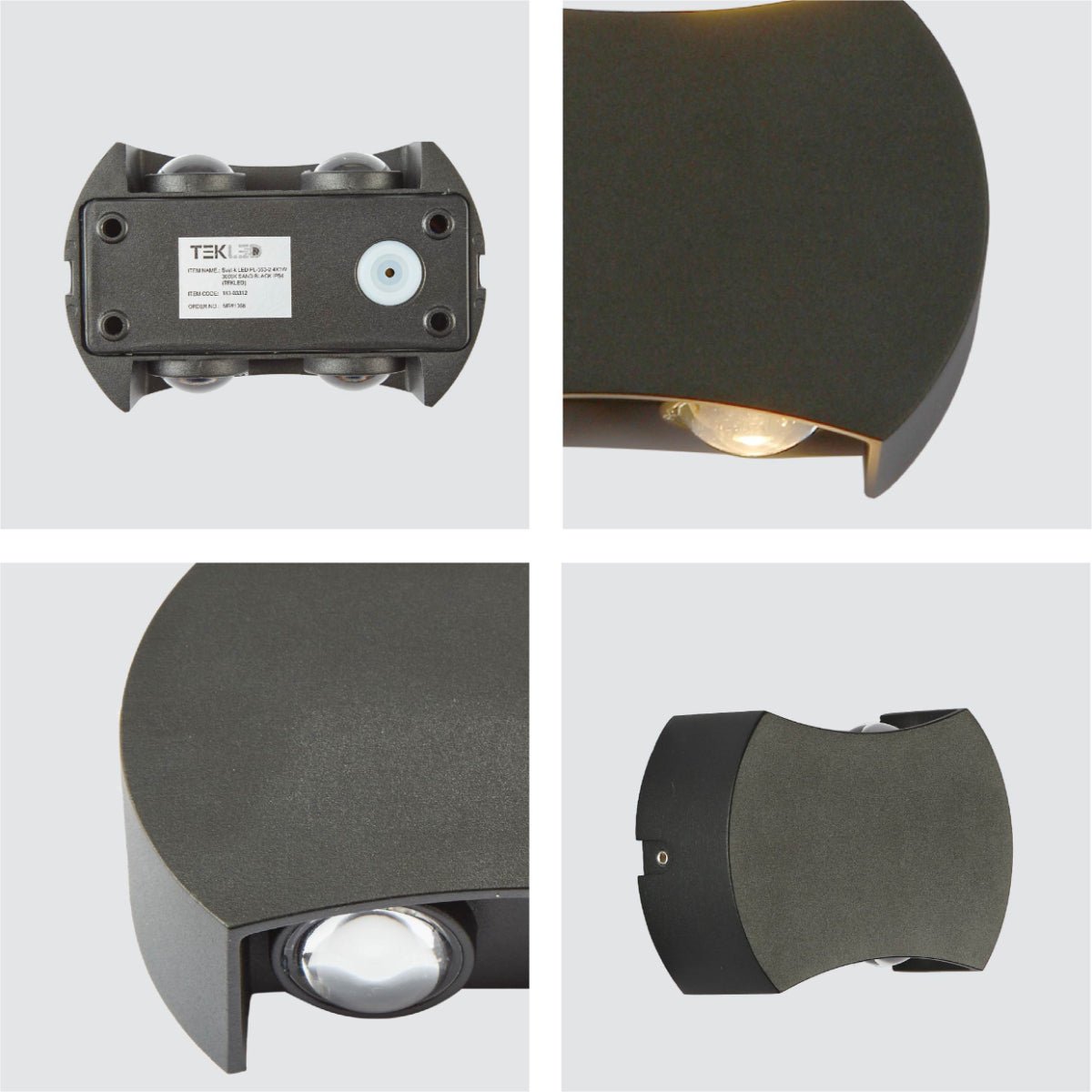 Detailed shots of Black 4 way Up Down Outdoor Modern LED Wall Light | TEKLED 183-03312
