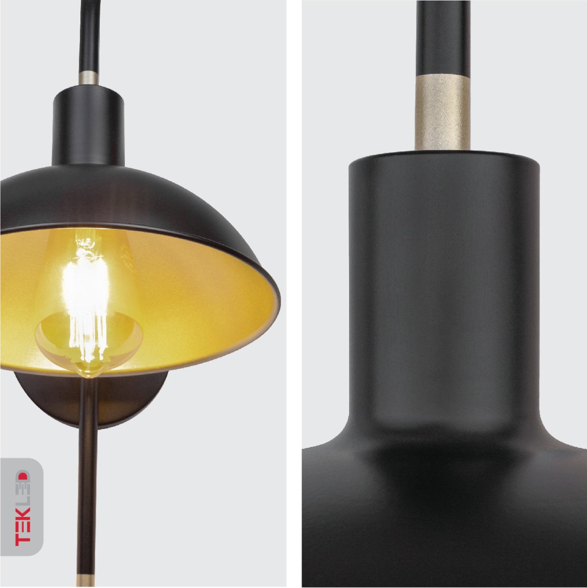 Detailed shots of Black Metal Dome Sunflower Wall Light with E27 Fitting | TEKLED 151-19646