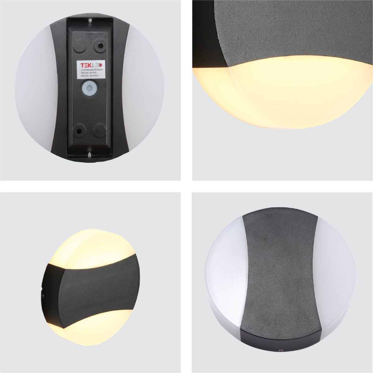 Opal Light Roop Led Black Opal Round Up Down Outdoor Modern LED Wall Light | TEKLED