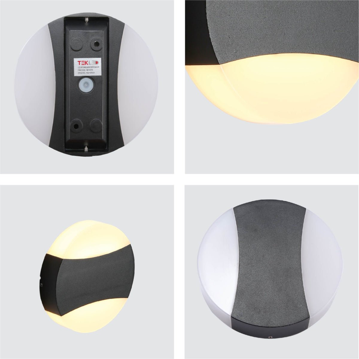 Detailed shots of Black Opal Round Up Down Outdoor Modern LED Wall Light | TEKLED 182-03378