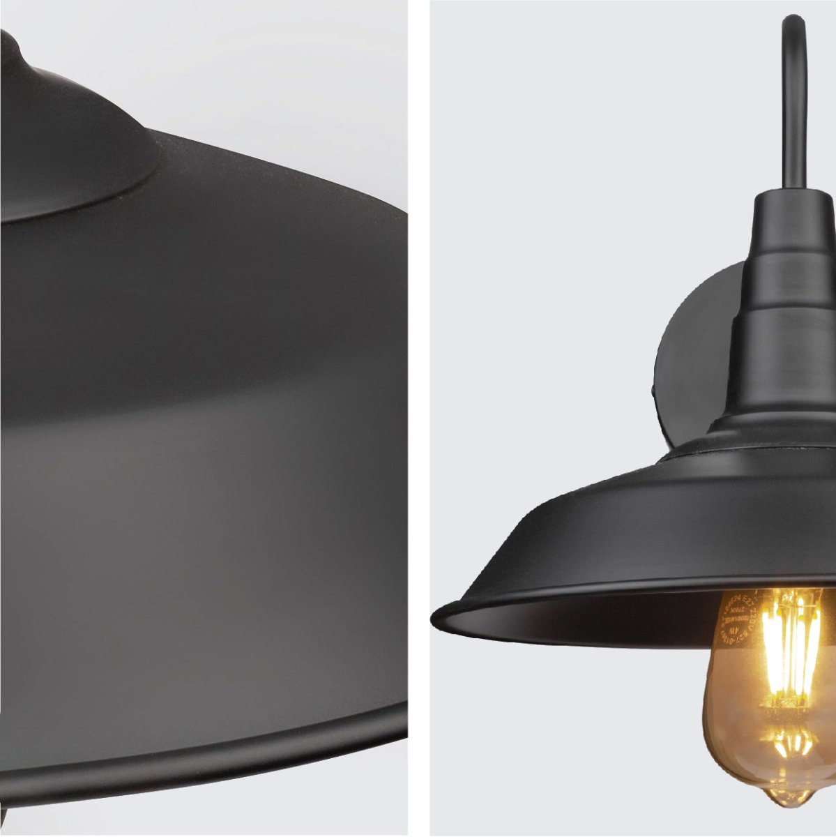 Detailed shots of Black Swan Step Metal Industrial Retro Wall Light with E27 Fitting | TEKLED 151-19608